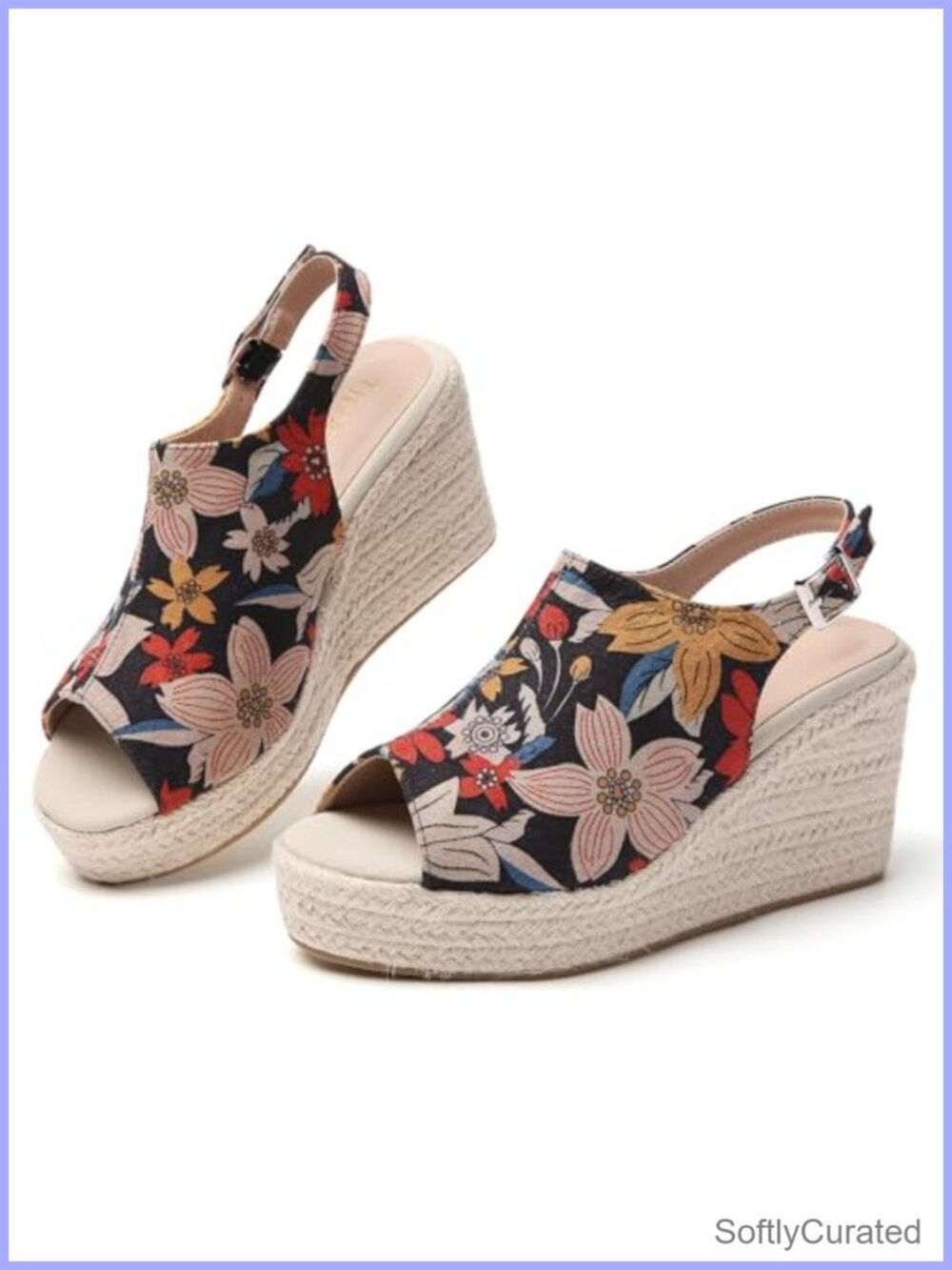 Tilocow Platform Wedge Sandals Open Toe Ankle Strap Summer Casual